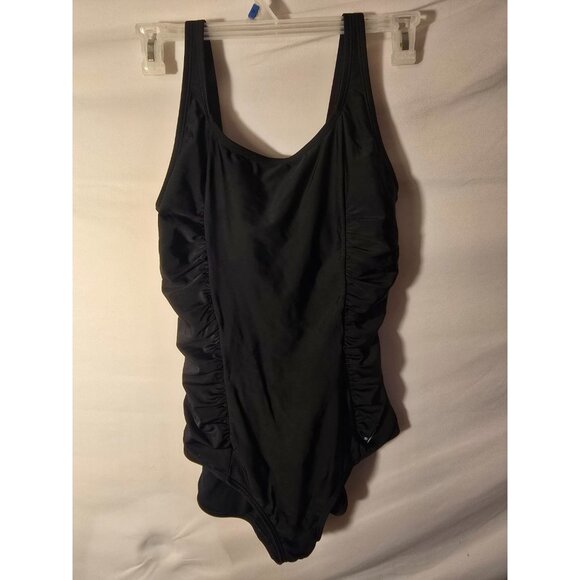 Speedo Womens One Piece Basic Black Swimsuit Bathing Suit Size Large L - Picture 1 of 3